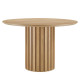 Detailed Pedestal Base Oak Color Round Dining Table 
